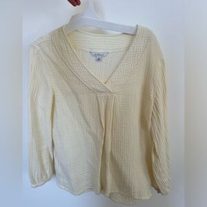 L.L. Bean Light Yellow Textured Blouse